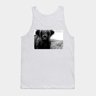 Scottish Highland Cattle Baby - Black and White Animal Photography Tank Top